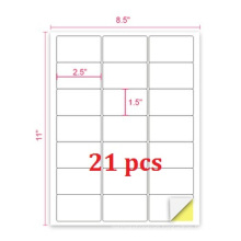 Cheapest Inkjet Adhesive Sticker Label A4 Paper with 21 pcs 63.5 x 38.1mm